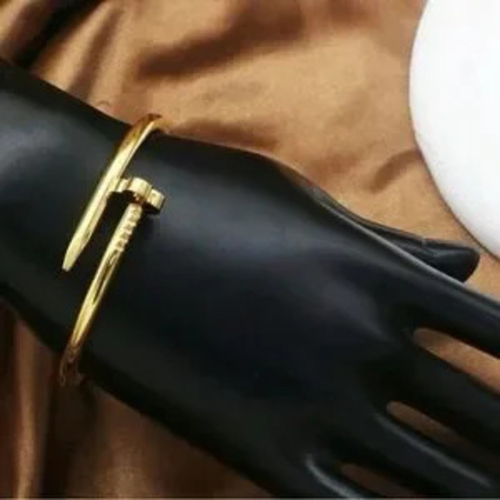 Gold Plated Clover Nail Bracelet
